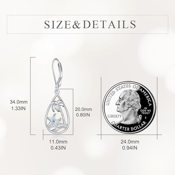 Beach Starfish Earrings for Women Sterling Silver Starfish Jewelry Gifts