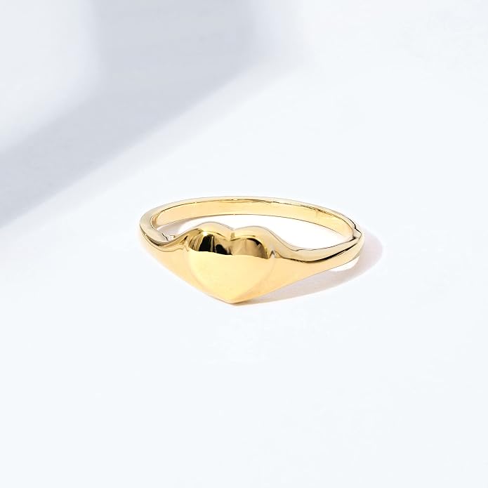 Amazon Essentials 14K Plated Sterling Silver Round Signet Ring