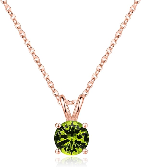 SMILEST Birthstone Necklaces for Women Mom Wife, 1ct Sparkle Round Cut Birthstone Pendant 925 Sterling Silver Necklace Anniversary Birthday Gifts for Women Mom Wife Friend
