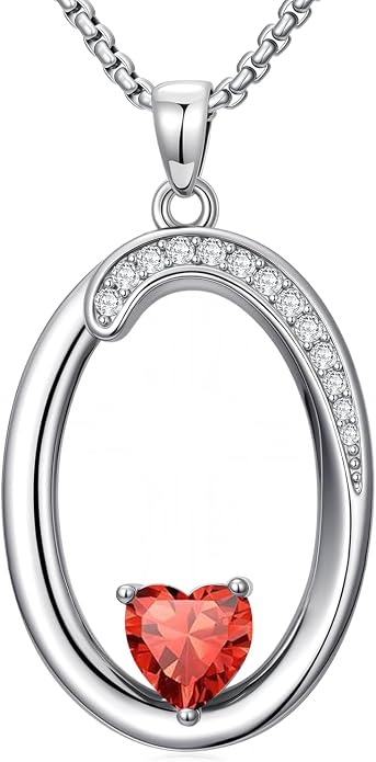 Birthday Gifts for Women Alphabet A to Z Initial Birthstone Pendant Necklaces for Women - 18k White Gold Plated Personalized Name Jewelry Anniversary Graduation Gifts for Wife Her Daughter Girlfriend(with Gift Box)