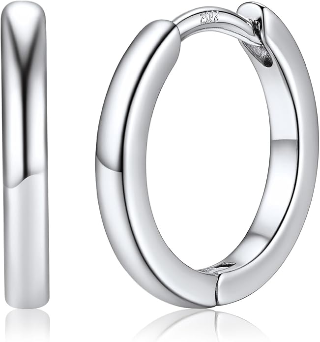 PROSTEEL Hoop Earrings for Women, Huggie Hoop with 925 Sterling Silver Post, 8/10/12/14/16/18/20mm Small Huggie Hoops, 14K Gold Plated/Silver/Black/Rose Gold Hypoallergenic Earrings Jewelry