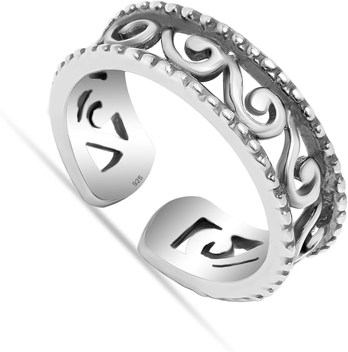 Charmsy 925 Sterling Silver Toe Rings for Women | Minimalist Open Adjustable Toe-Rings Band | Women's Cuff Toe Ring Summer Beach Foot Jewelry