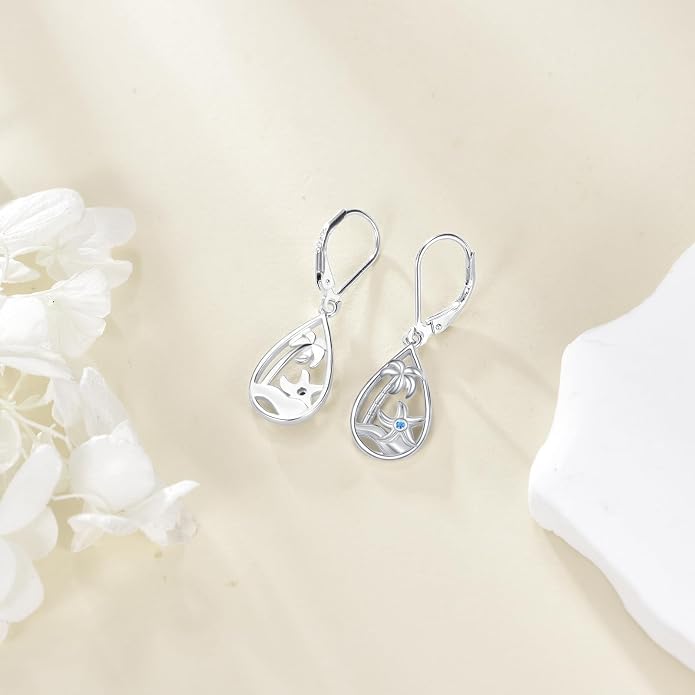 Beach Starfish Earrings for Women Sterling Silver Starfish Jewelry Gifts