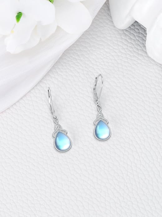 Dorunmo Moonstone Dangle Drop Earrings s925 Sterling Silver Leverback Earrings Filigree Moonstone Jewelry Birthday Gifts for Women