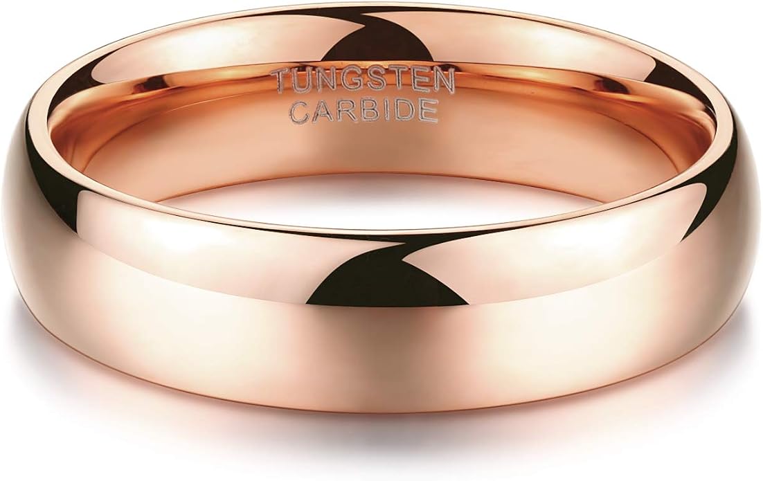 TRUMIUM 2mm 4mm 6mm 8mm Tungsten Wedding Band Ring for Men Women Silver/Rose Gold Plated/Rainbow/Gold Plated Domed High Polish Engagement Promise Rings Comfort Fit 4-15
