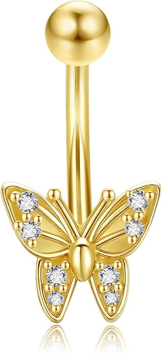 Butterfly Belly Button Ring S925 Sterling Silver Butterflies Belly Button Ring Butterfly Piercing Jewelry Gifts for Women Mom Wife