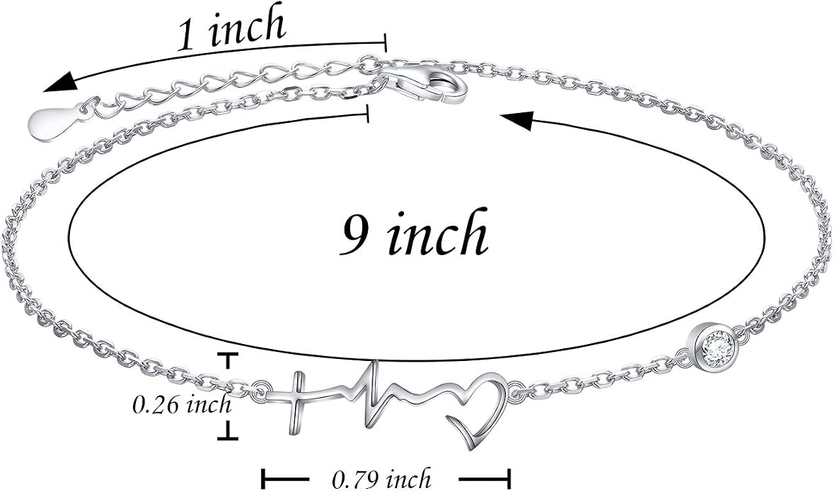 FLYOW S925 Sterling Silver Anklet for Women Summer Boho Beach Charm Adjustable Foot Ankle Bracelet Jewelry Birthday Gift