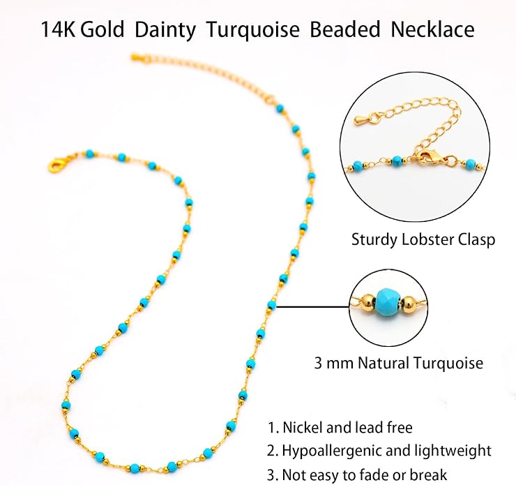 14K Gold Plated Paper Clip Chain Link Necklace Satellite Cross Key Starfish Turquoise Heart Necklace for Women