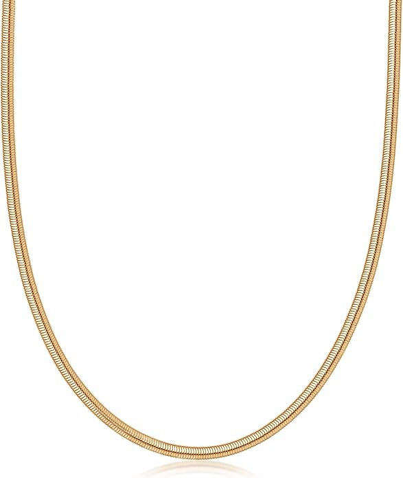 Barzel 18K Gold Plated Flat Herringbone Snake Chain Necklace for Women | Made In Brazil