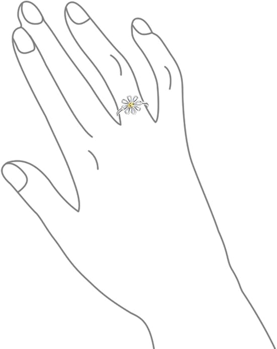 Bling Jewelry Delicate 14K Gold Plated .925 Sterling Silver Tiny Two Tone Flower Daisy Ring for Women and Teens Thin 1mm Band