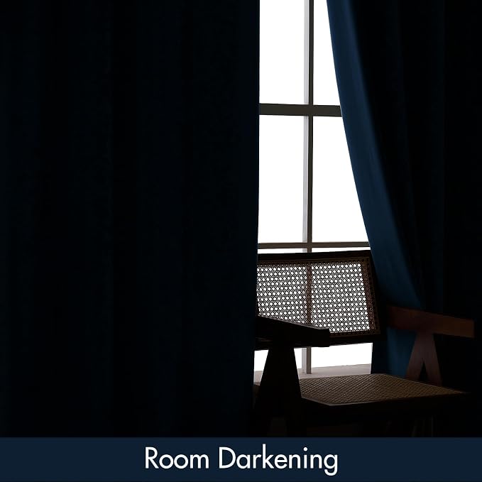 MIULEE Navy Blue Blackout Velvet Curtains Drapes 84 Inch Long 52"x84" | Luxurious Bedroom Living Room Decor, Room Darkening, Thermal Insulated, Rod Pocket Design, Super Soft Fabric