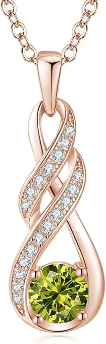 Birthstone Necklaces for Women 925 Sterling Silver Infinity Pendant Created Gemstone Jewelry for Her, 16"+2"