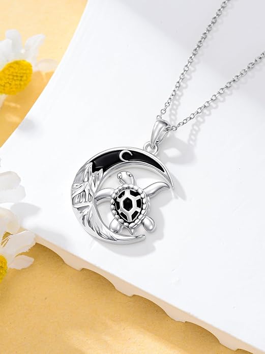 Tree of Life/Cat/Horse/Turtle/Sun/Cow Pendant Crescent Moon Necklace Anniversary Graduation Birthday for Grandma Women Wife Daughter(with Gift Box)