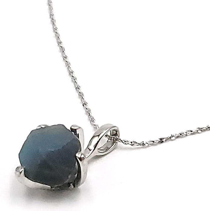 Natural raw gemstone pendant chain necklace with white gold over 925 solid sterling silver, birthstone dainty solitaire gift for her, uniquelan jewelry