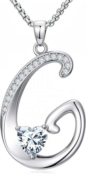 Birthday Gifts for Women Alphabet A to Z Initial Birthstone Pendant Necklaces for Women - 18k White Gold Plated Personalized Name Jewelry Anniversary Graduation Gifts for Wife Her Daughter Girlfriend(with Gift Box)