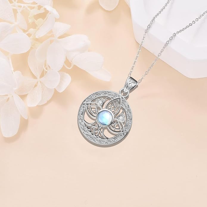 Birthstone Tree of Life Necklace for Women: 925 Sterling Silver Celtic Knot Pendant, Family Jewelry Gift for Mom Daughter Birthday Mother’s Day