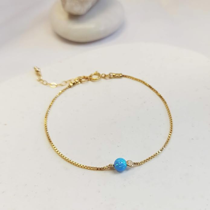 Minimalist Evil Eye Charm Bracelet – Handmade Delicate Good Luck Jewelry for Women – Adjustable 6.5” + 1” Extender