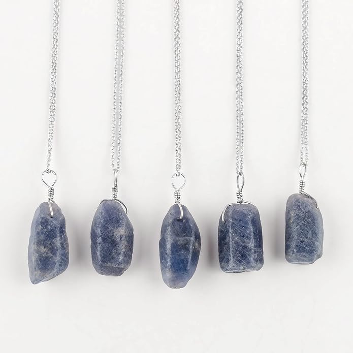 Raw Multi Gemstone Pendant Necklace for Women, Healing Crystal Chakra Stone Birthstone, 925 Sterling Silver Birthday Christmas Gifts for Her
