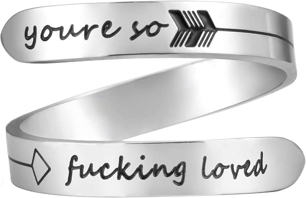 Vrycot Adjustable silvery Inspirational Stainless Steel Adjustable Bands Cool Stacking Opening Gift for Women Statement