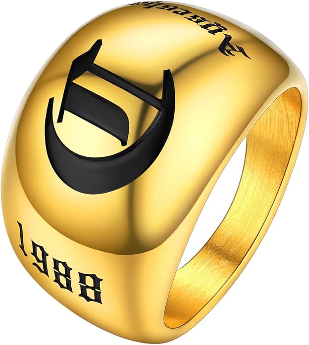 GOLDCHIC JEWELRY Chunky Dome Ring for Women, Stainless Steel Bold Stacking Croissant Statement Ring For Men (Size 7-12, Custom)