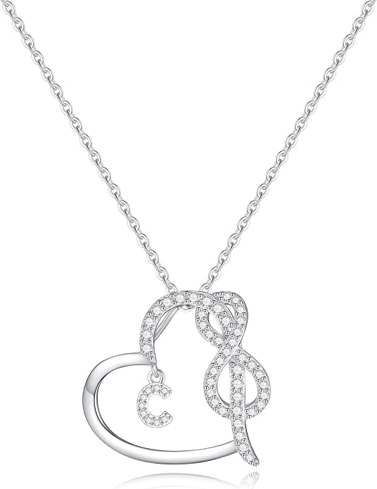 Infinity Heart Necklaces for Women, S925 Sterling Silver Initial Necklace Womens Jewelry Mothers Day Gifts Girls Valentines Gifts for Her Christmas Birthday Gifts for Women Mom Wife Girlfriend