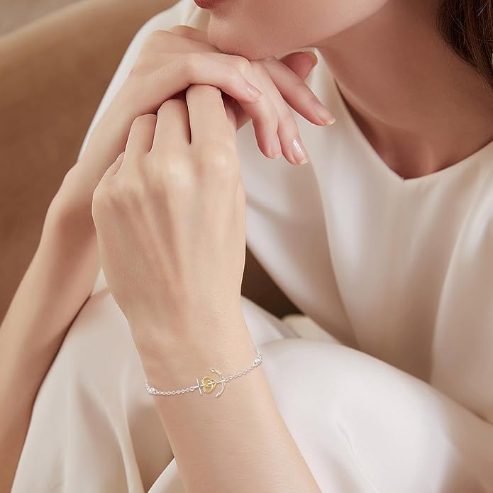 Palpitate Anchor Anklet Bracelets for Women Anklet Nautical 925 Sterling Silver Anchor Jewelry Gifts for Women Sailor Adjustable Chain