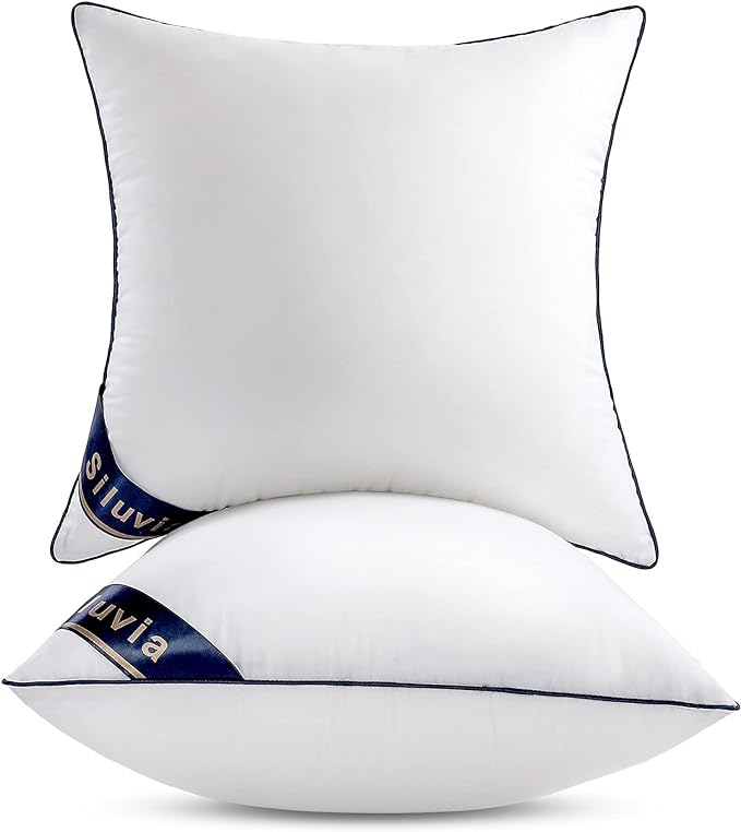 Siluvia Euro Pillows 26x26 Pillow Inserts Set of 2 Square Throw 26 Pillow with 100% Cotton Cover for Sofa, Couch, and Bed - White | 100% pure cotton cover, soft and breathable