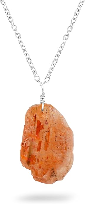 Natural Raw Gemstones Pendant Necklace, Rough Stones Dainty Jewelry, Handmade Bohemian Jewelry, Silver Plated Chain, Healing Crystals, Christmas Gift for Women