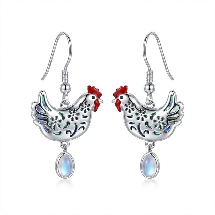 Silver Earrings Women Dangle Filigree/Abalone Shell/Turquoise Cowgirl Earrings Cat/Hummingbird/Chicken/Celtic Knot/Butterfly Jewelry Birthday Gifts for Women