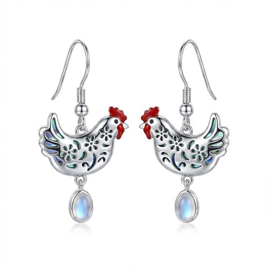 Silver Earrings Women Dangle Filigree/Abalone Shell/Turquoise Cowgirl Earrings Cat/Hummingbird/Chicken/Celtic Knot/Butterfly Jewelry Birthday Gifts for Women