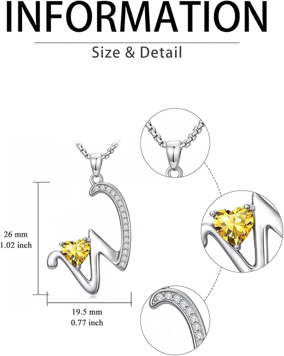 Birthday Gifts for Women Alphabet A to Z Initial Birthstone Pendant Necklaces for Women - 18k White Gold Plated Personalized Name Jewelry Anniversary Graduation Gifts for Wife Her Daughter Girlfriend(with Gift Box)