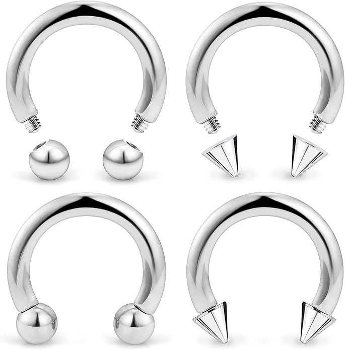 20G-00G Septum Rings horseshoes Nose Rings Hoops 316L Surgical Steel Snake Bites Lip Nipple Ring Cartilage Tragus Helix Rook Conch Daith Earrings Pa Piercing Jewelry for Women Men