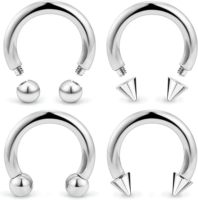 20G-00G Septum Rings horseshoes Nose Rings Hoops 316L Surgical Steel Snake Bites Lip Nipple Ring Cartilage Tragus Helix Rook Conch Daith Earrings Pa Piercing Jewelry for Women Men