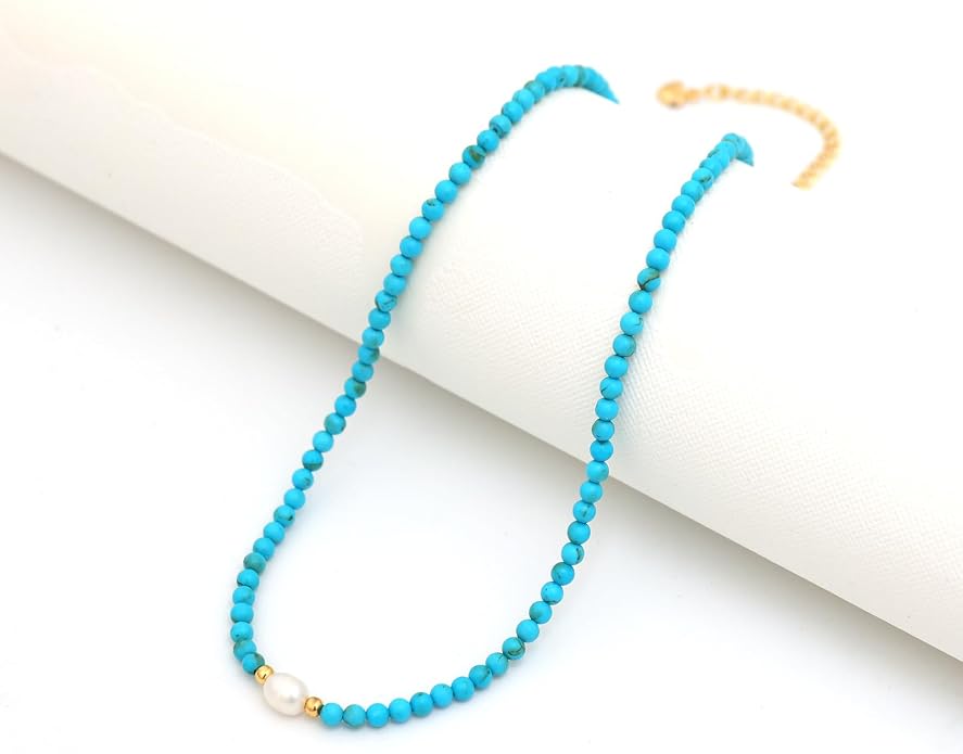 14K Gold Plated Paper Clip Chain Link Necklace Satellite Cross Key Starfish Turquoise Heart Necklace for Women