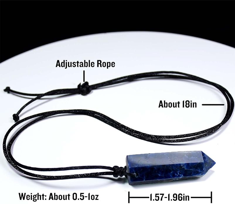 Runyangshi Healing Crystal Pendants, Single Pointed Natural Crystal Quartz Necklace 6 Faceted Chakra Crystal Wand Stone Reiki Energy