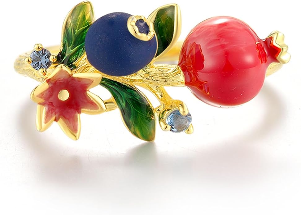 Santuzza 925 Sterling Silver Enamel Flower Ring for Women