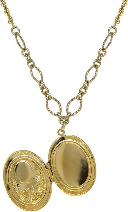 1928 Jewelry Carnelian Cameo With Flowers Oval Picture Locket Necklace For Women 16" + 3" Extender, Ladies Vintage Style Photo Keepsake, Made In USA