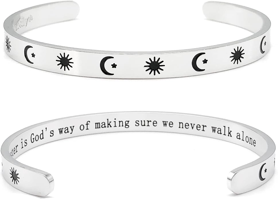 Dczosily Inspirational Bracelets for Women Stainless Steel Cuff Bracelet Engraved Jewelry Motivational Bangles Personalized Gifts for Best Friend/Mom