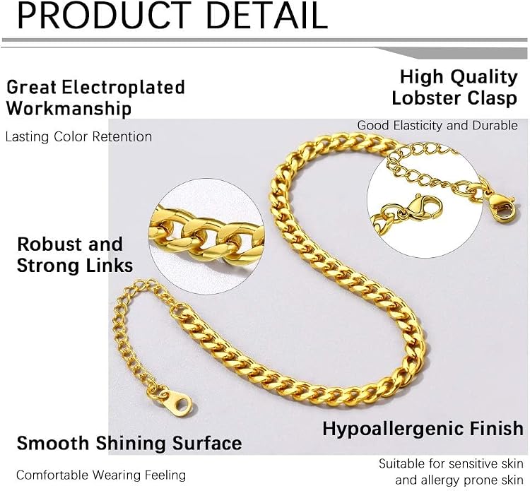 PROSTEEL Gold/Silver Anklets for Women Waterproof, 14K Gold Plated Ankle Bracelet Non Tarnish, Jewelry Gifts Adjustable