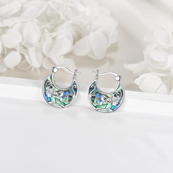 Tree of Life/Sunflower/Mountain/Daisy/Flower/Dragonfly/Butterfly/Earrings 925 Sterling Silver Hoop Earrings for Women
