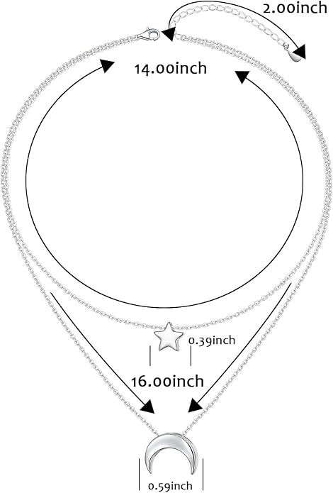 FLYOW Layered Choker Necklace S925 Sterling Silver Star Full Moon Daisy Flower Pendant Disc Jewelry Adjustable Clavicle Necklaces for Women Girls Birthday Gifts