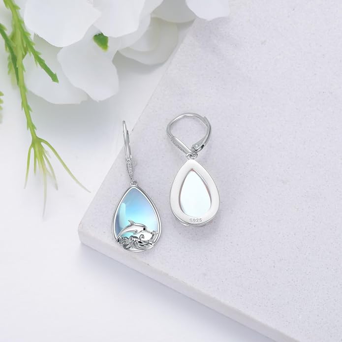 VONALA Dangle Earrings 925 Sterling Silver Opal Larimar Lapis Sapphire Turquoise Moss Agate Crystal Dangling Earrings Jewelry Gift for Women