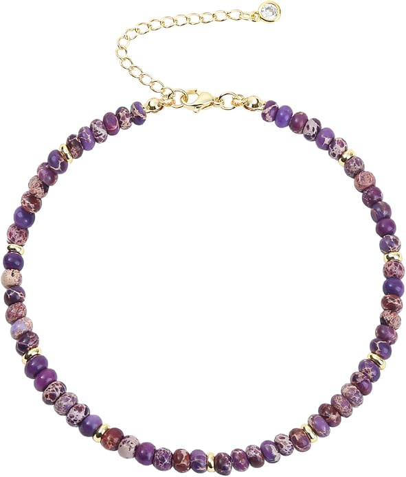 Natural Stone Beaded Anklets Bracelets for Women Handmade Beaded Anklet Bracelet Waterproof Boho Beads Ankle Bracelet Adjustable Summer Jewelry