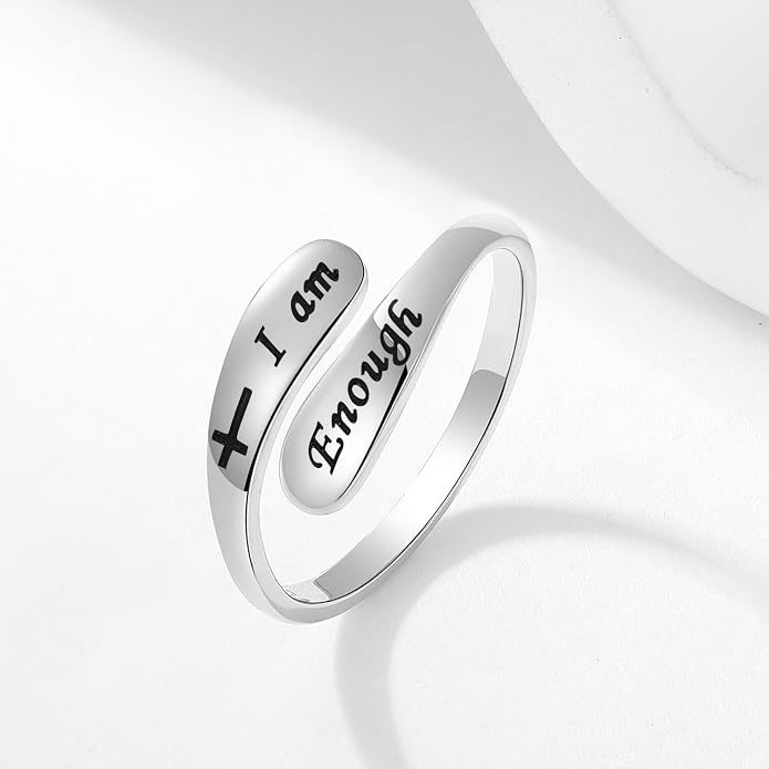 925 Sterling Silver Inspirational Adjustable Rings - Personality Encouragement Jewelry Gift For Women