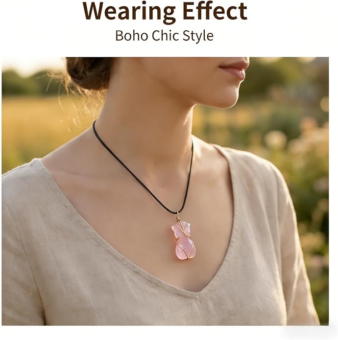Handcrafted Natural Stone Female Form Pendant Necklace High Color Retention Copper Wire Wrapped Crystal Body Silhouette Jewelry for Women Unique Natural Stone Gift