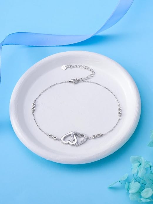 Ankle Bracelets for Women, 925 Sterling Silver Infinity/Heart/Pineapple/Butterfly/Turtle/Evil Eye/Sand Dollar Anklets Waterproof, Christmas Birthday Bracelet Anklets Jewelry Gift Adjustable
