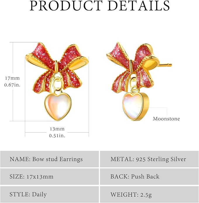 Palpitate Bow Earrings 925 Sterling Silver Women's Earrings Bow Jewelry Birthday Anniversary Christmas