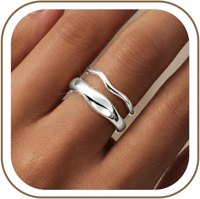 Gold Rings for Women Men Non Tarnish, Waterproof Chunky 14K Gold Plated Dainty Stackable Rings Trendy Statement Pinky Thumb Rings Engagement Eternity Wedding Band Ring Stacking Gold Jewelry Size 3 4 5 6 7 8 9 10 11