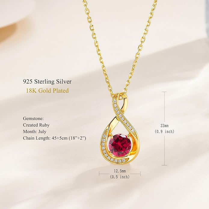 925 Sterling Silver Birthstone Necklace for Women Infinity Necklaces Birthday Anniversary Fine Jewelry Gifts for Mother Women, Adjustable Chain
