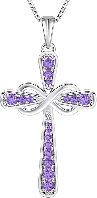 YL 925 Sterling Silver Cross Necklace for Women Halo Infinity Pendant Cubic Zirconia Jewelry for Mom
